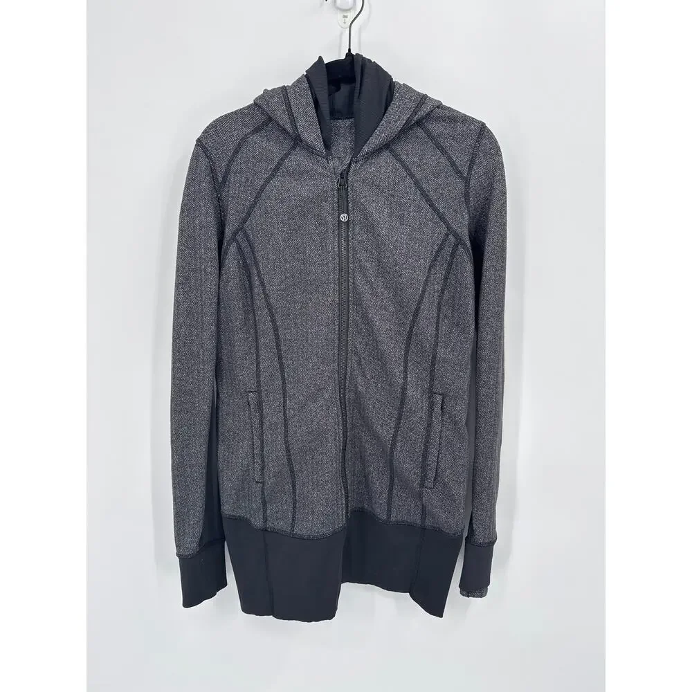 Lululemon Daily Practice Jacket Heathered Herringbone Gray and Black Size 8